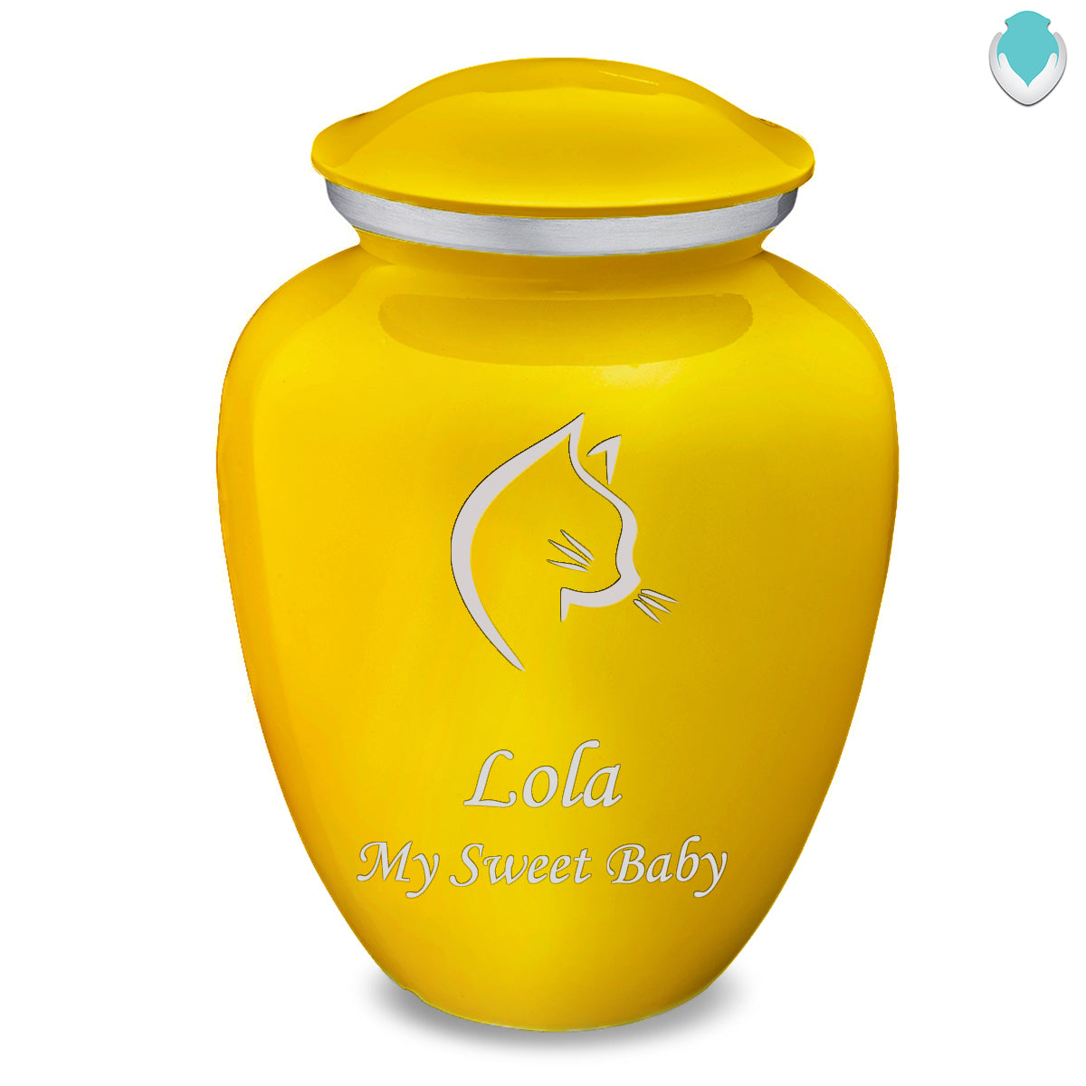 Large Embrace Yellow Cat Pet Cremation Urn