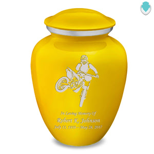 Adult Embrace Yellow Dirt Bike Cremation Urn
