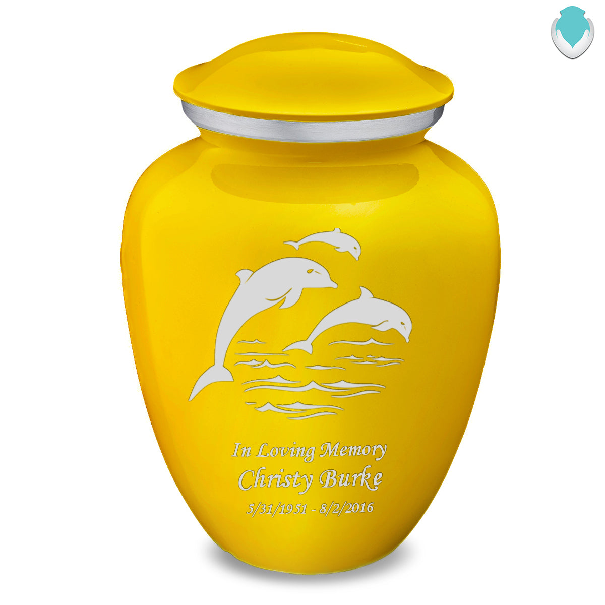 Adult Embrace Yellow Dolphins Cremation Urn