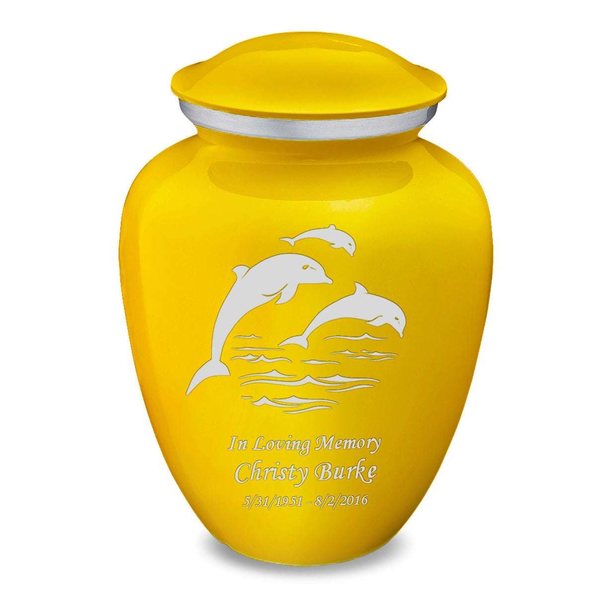 Adult Embrace Yellow Dolphins Cremation Urn