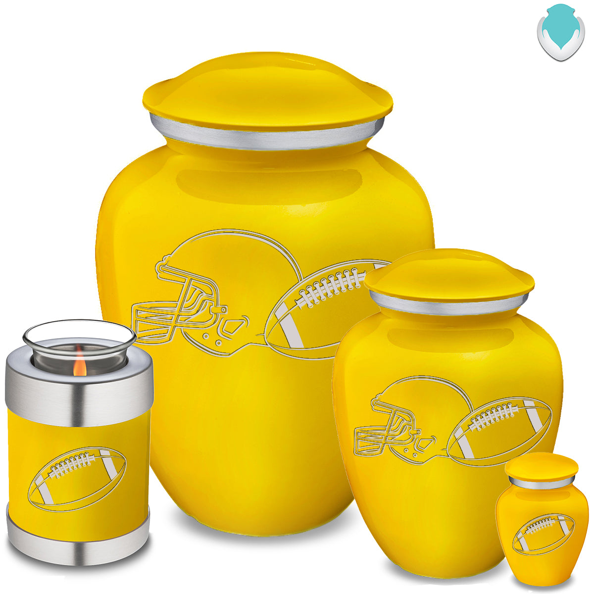Candle Holder Embrace Yellow Football Cremation Urn