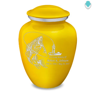 Adult Embrace Yellow Fishing Cremation Urn