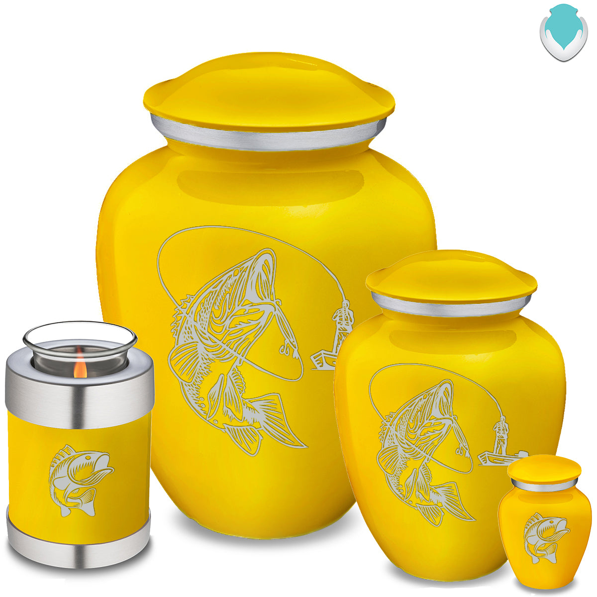 Adult Embrace Yellow Fishing Cremation Urn