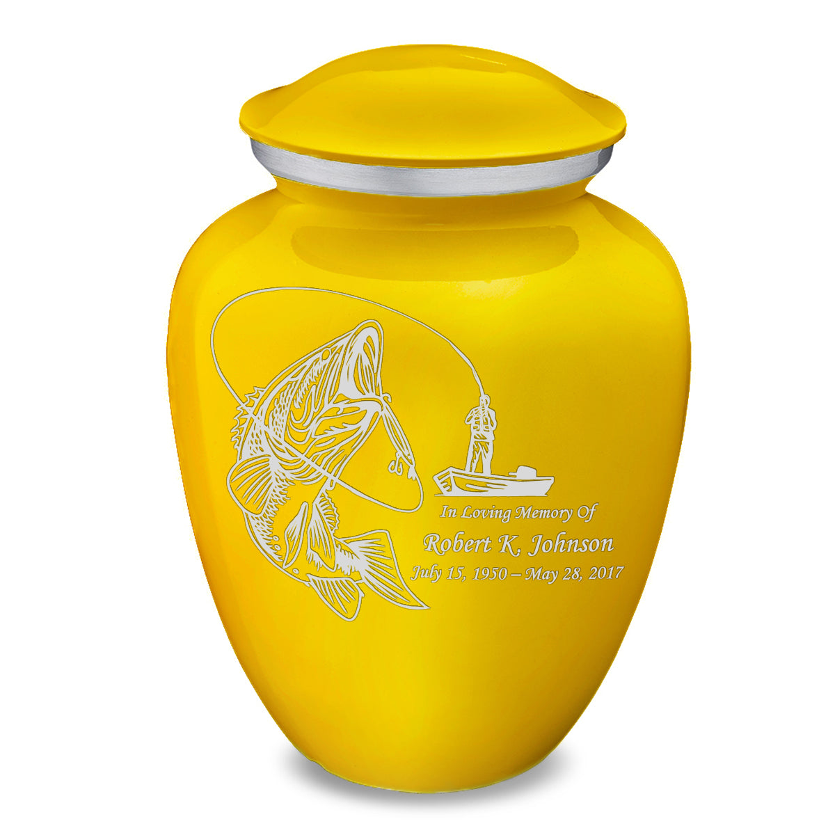 Adult Embrace Yellow Fishing Cremation Urn