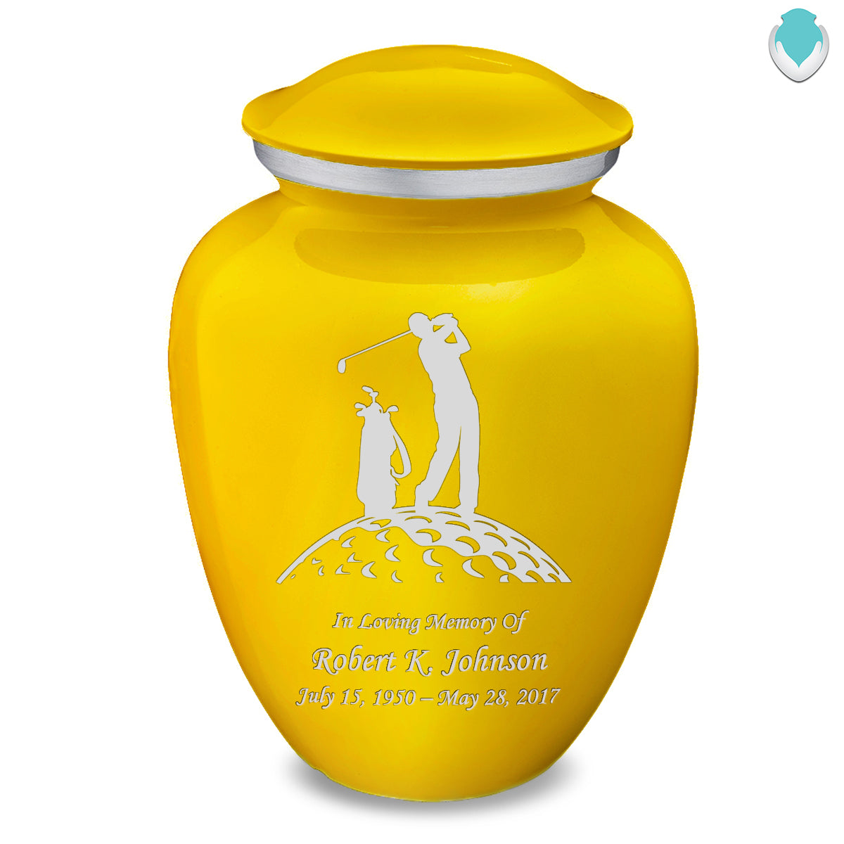 Adult Embrace Yellow Golfer Cremation Urn
