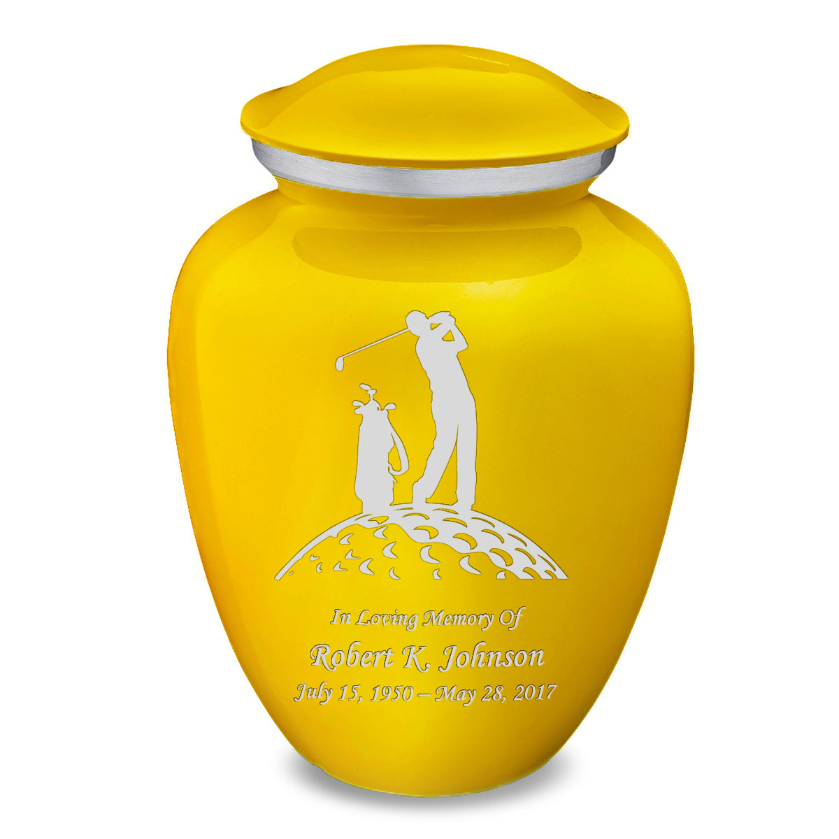 Adult Embrace Yellow Golfer Cremation Urn