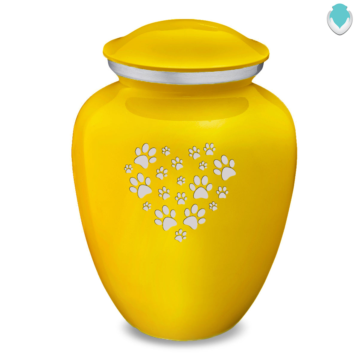 Large Embrace Yellow Heart Paws Pet Cremation Urn