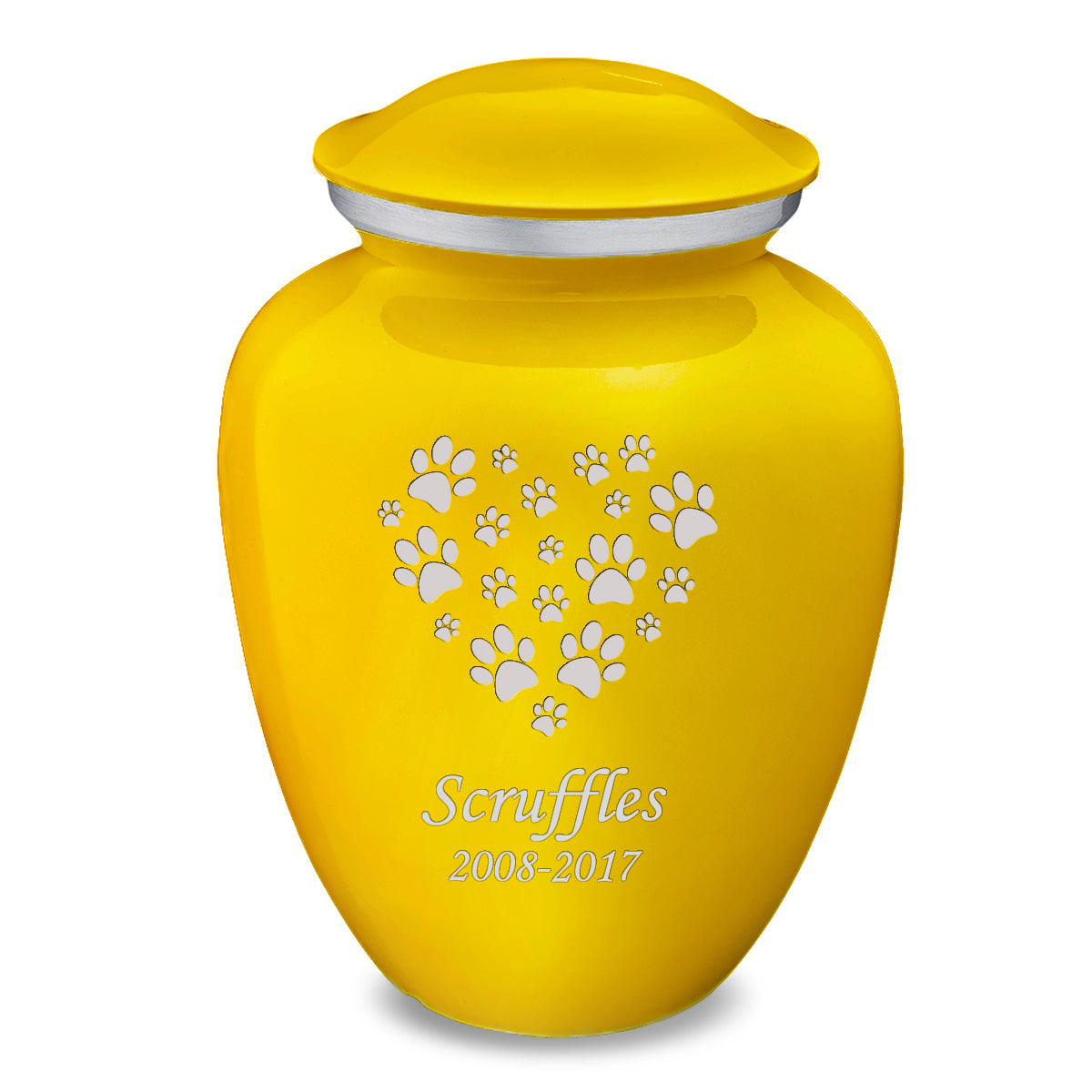 Large Embrace Yellow Heart Paws Pet Cremation Urn