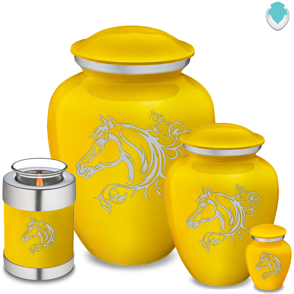 Medium Embrace Yellow Horse Cremation Urn