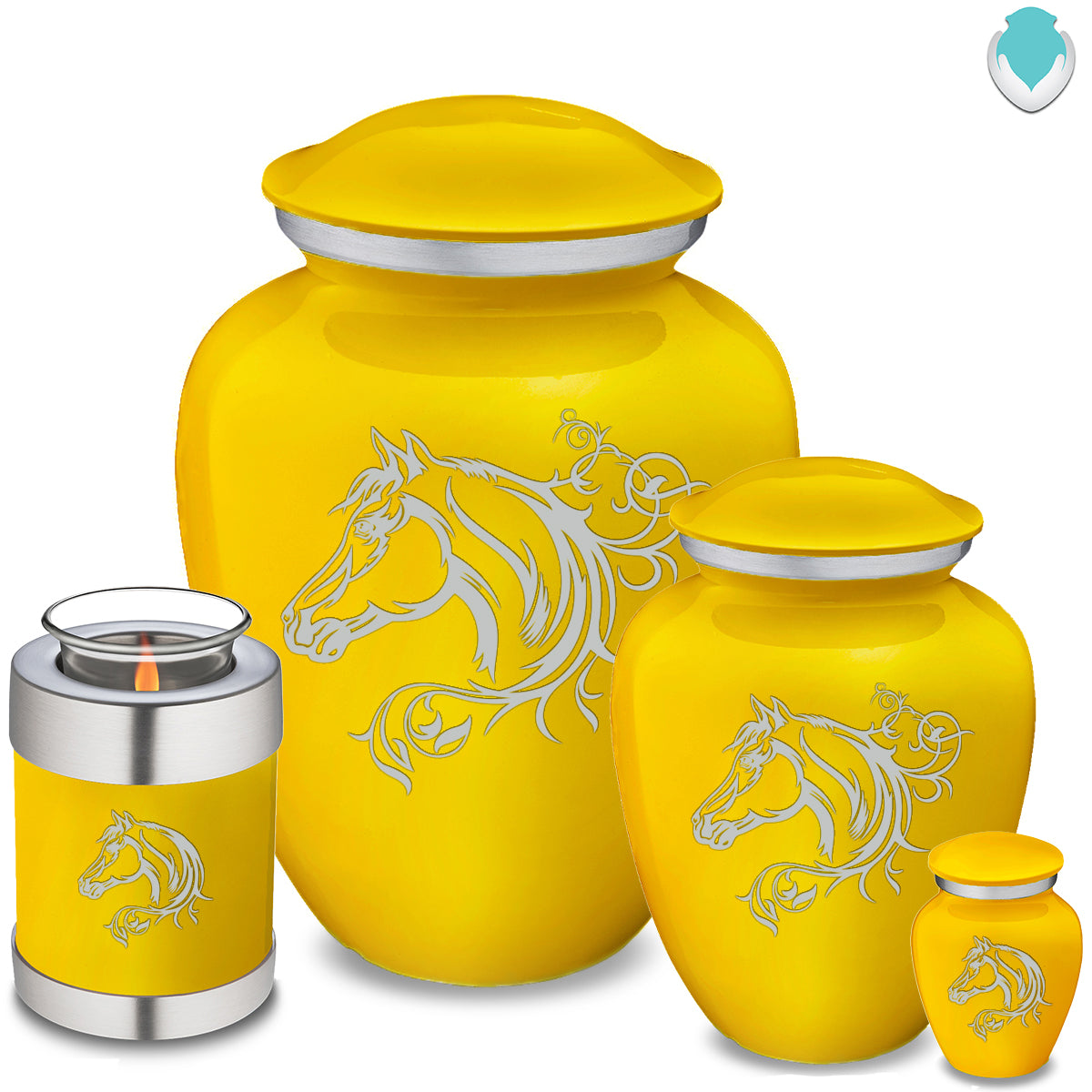 Candle Holder Embrace Yellow Horse Cremation Urn