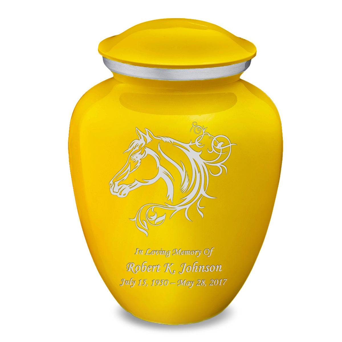 Adult Embrace Yellow Horse Cremation Urn