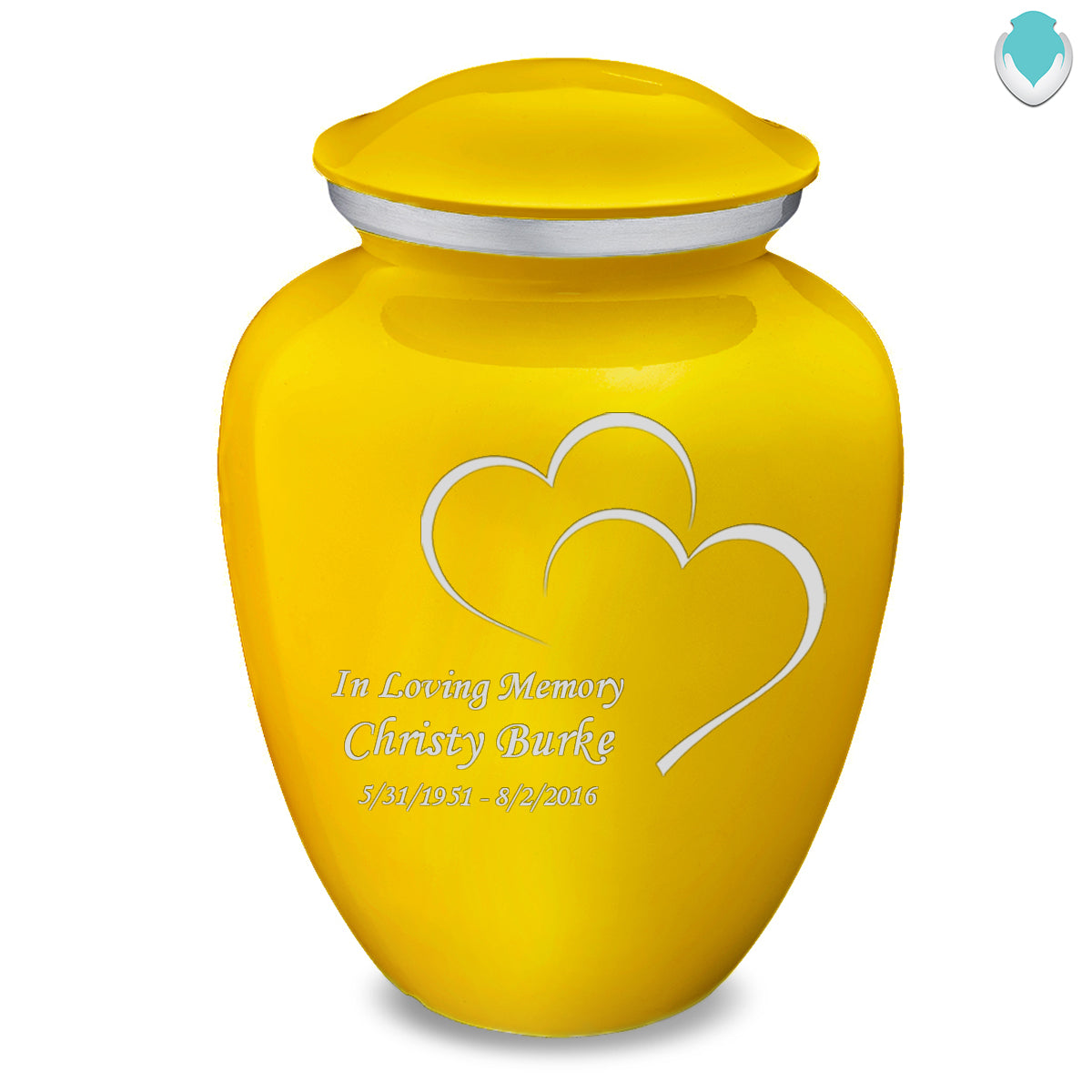 Adult Embrace Yellow Hearts Cremation Urn