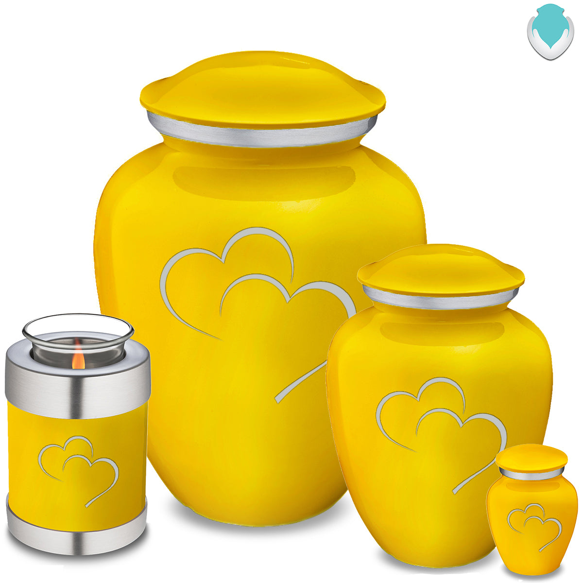Candle Holder Embrace Yellow Hearts Cremation Urn