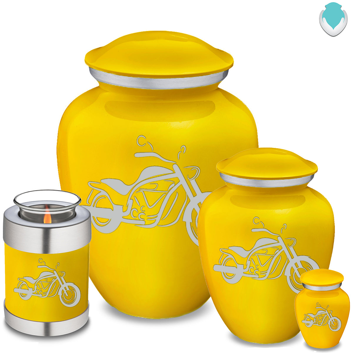 Candle Holder Embrace Yellow Motorcycle Cremation Urn