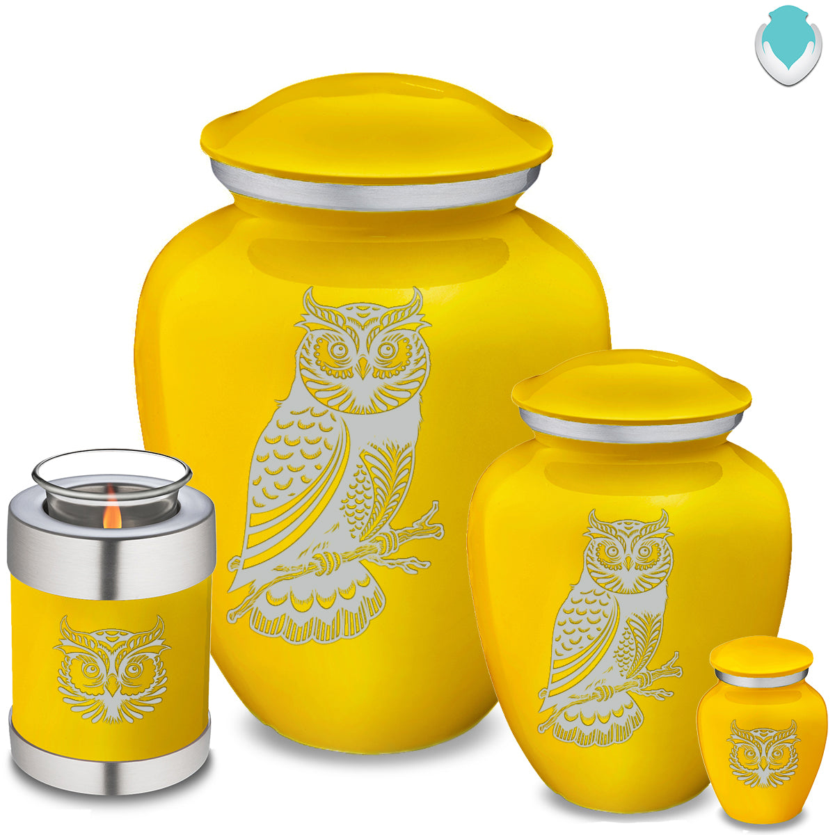 Candle Holder Embrace Yellow Owl Cremation Urn