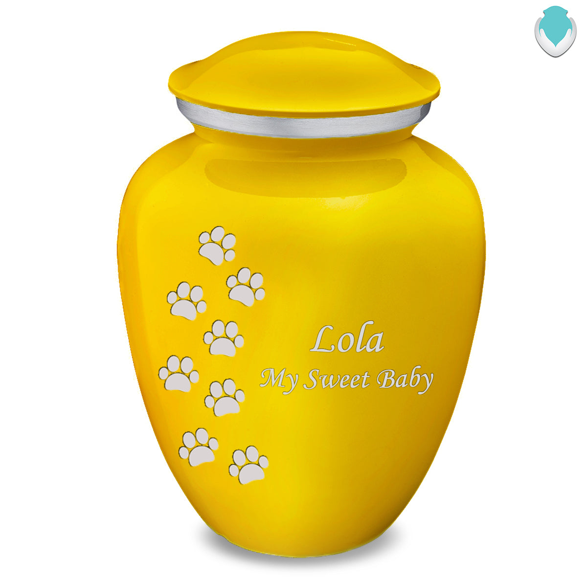 Large Embrace Yellow Walking Paws Pet Cremation Urn