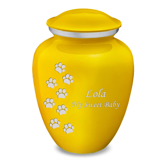 Large Embrace Yellow Walking Paws Pet Cremation Urn