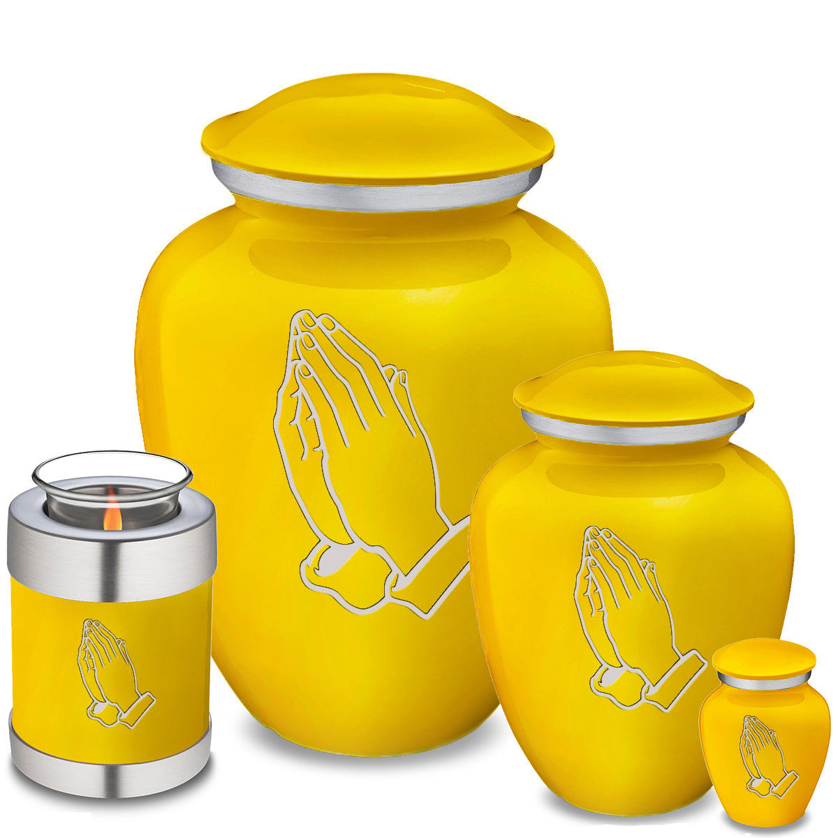 Medium Embrace Yellow Praying Hands Cremation Urn