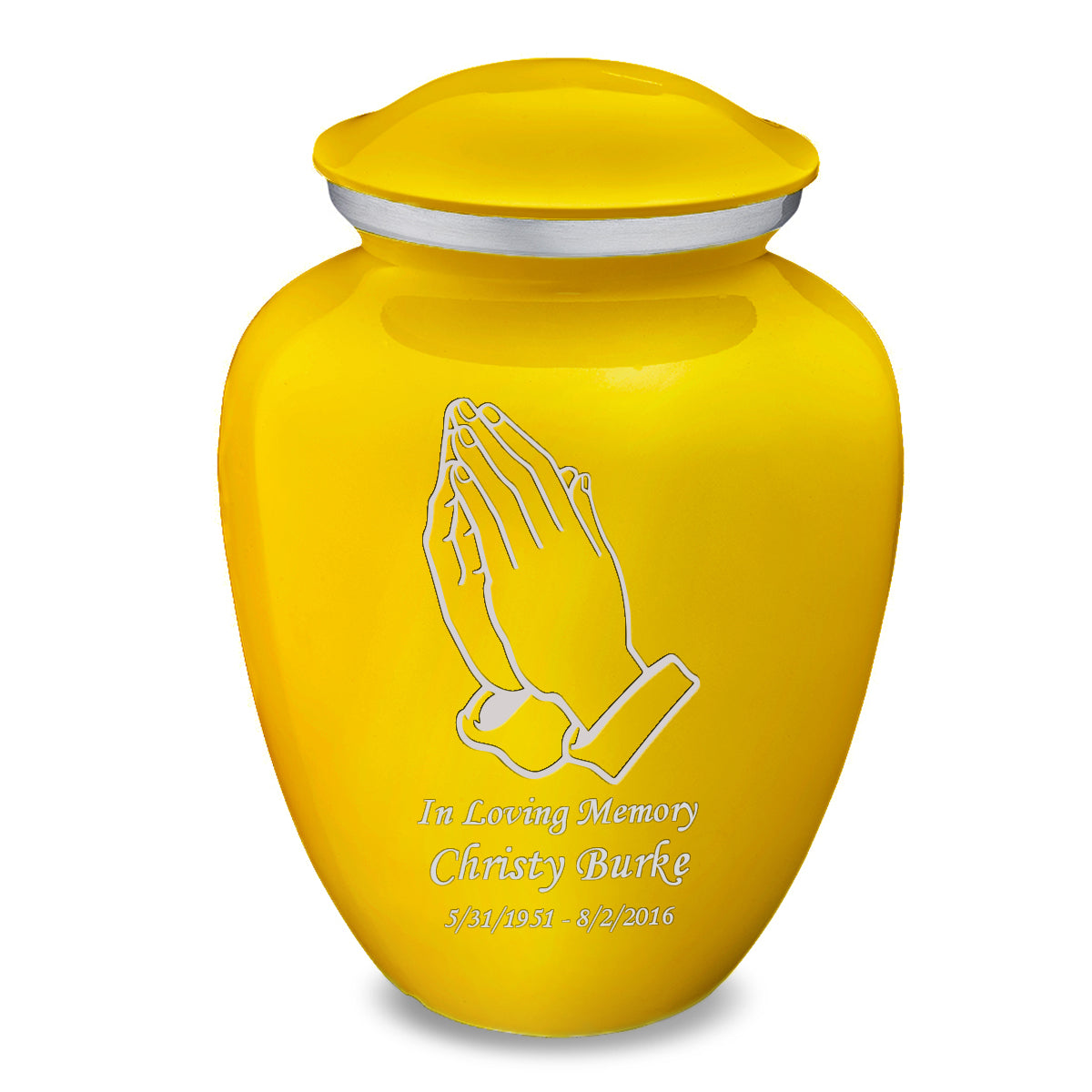 Adult Embrace Yellow Praying Hands Cremation Urn