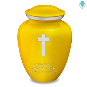 Adult Embrace Yellow Simple Cross Cremation Urn