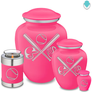 Medium Embrace Bright Pink Baseball Cremation Urn