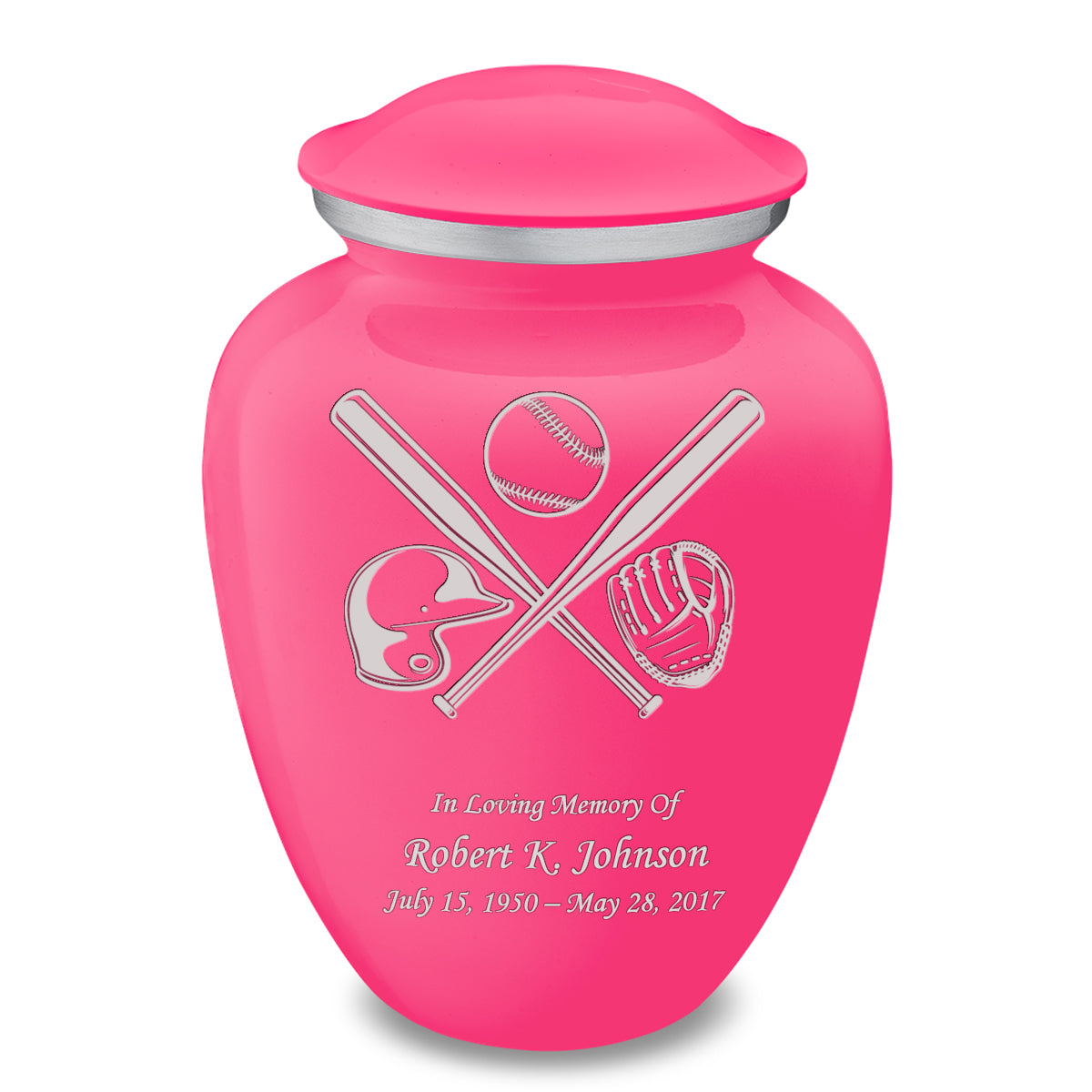 Adult Embrace Bright Pink Baseball Cremation Urn