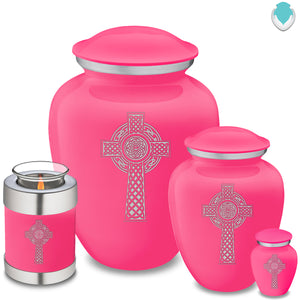 Medium Embrace Bright Pink Celtic Cross Cremation Urn