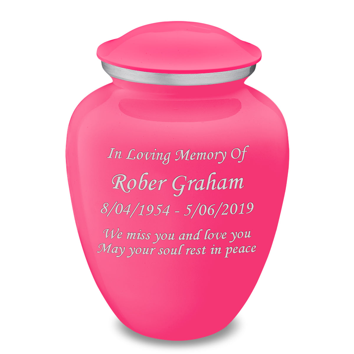 Adult Embrace Bright Pink Custom Engraved Cremation Urn