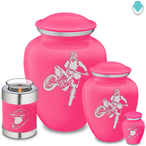 Candle Holder Embrace Bright Pink Dirt Bike Cremation Urn