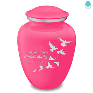 Adult Embrace Bright Pink Doves Cremation Urn