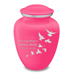 Adult Embrace Bright Pink Doves Cremation Urn