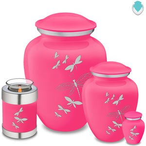 Medium Embrace Bright Pink Dragonflies Cremation Urn