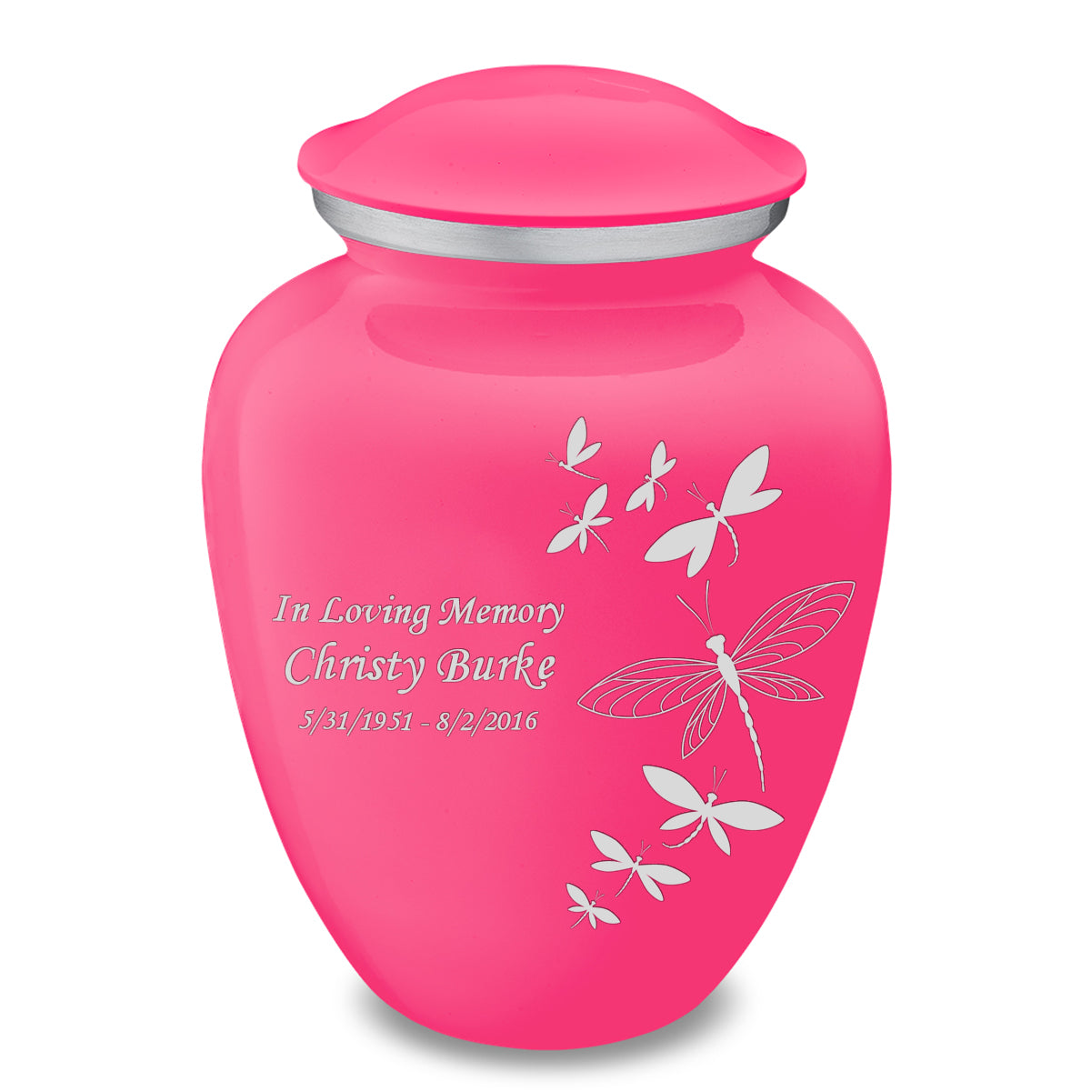 Adult Embrace Bright Pink Dragonflies Cremation Urn