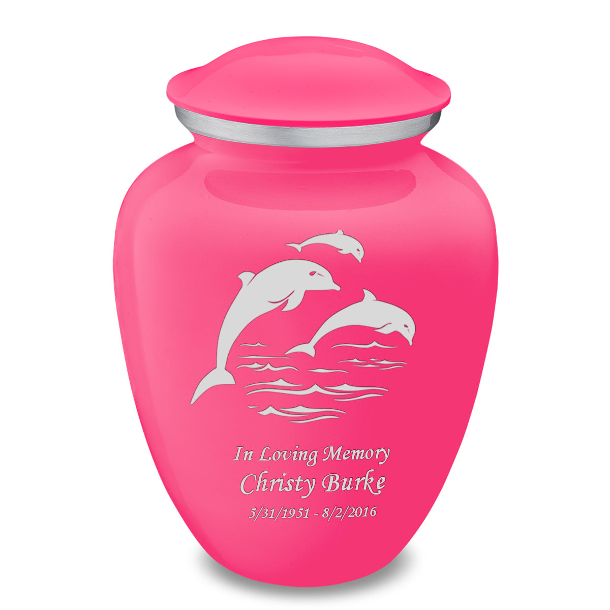 Adult Embrace Bright Pink Dolphins Cremation Urn