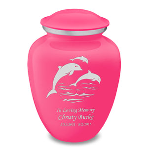 Adult Embrace Bright Pink Dolphins Cremation Urn
