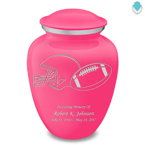 Adult Embrace Bright Pink Football Cremation Urn