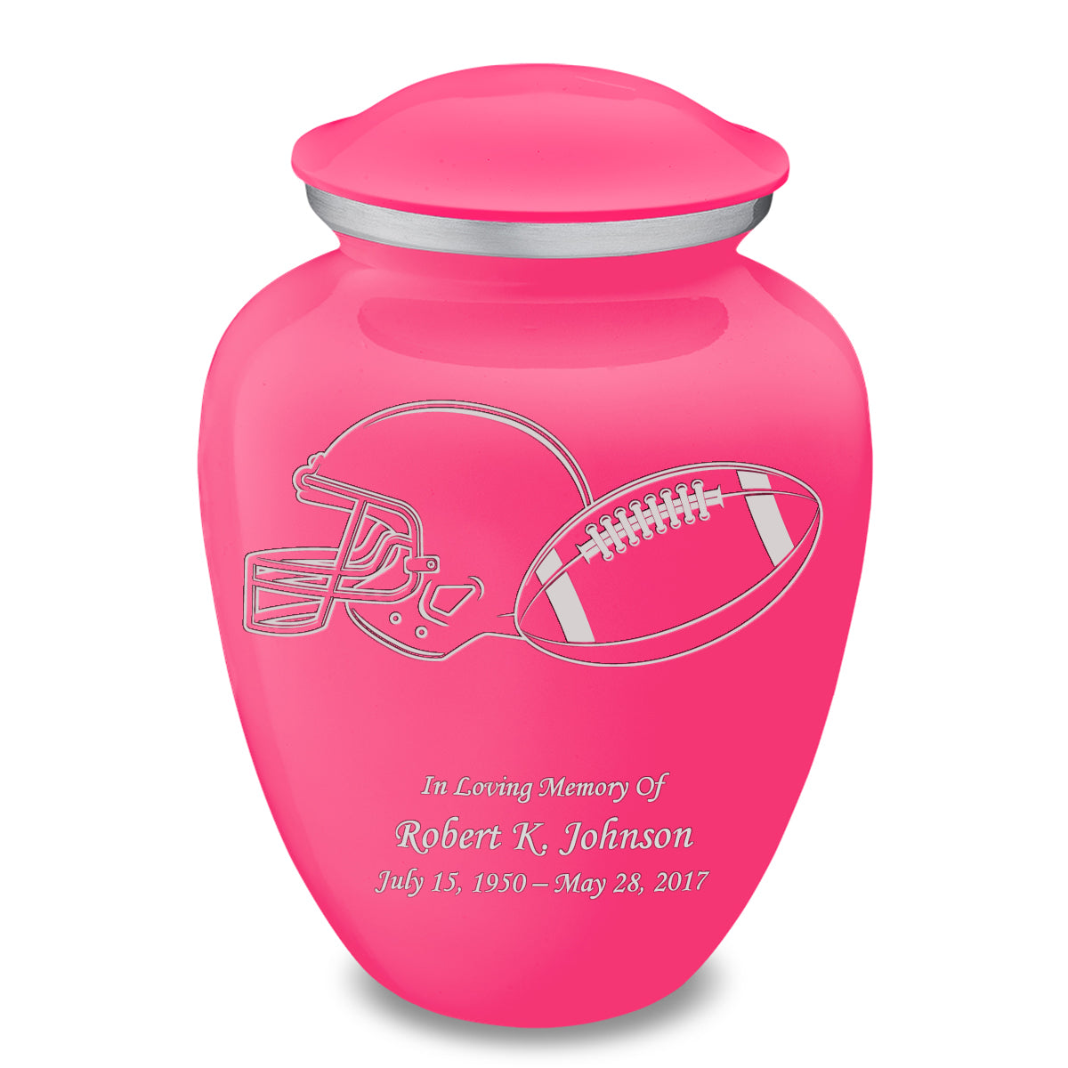 Adult Embrace Bright Pink Football Cremation Urn