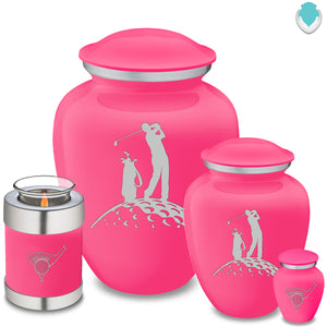 Medium Embrace Bright Pink Golfer Cremation Urn
