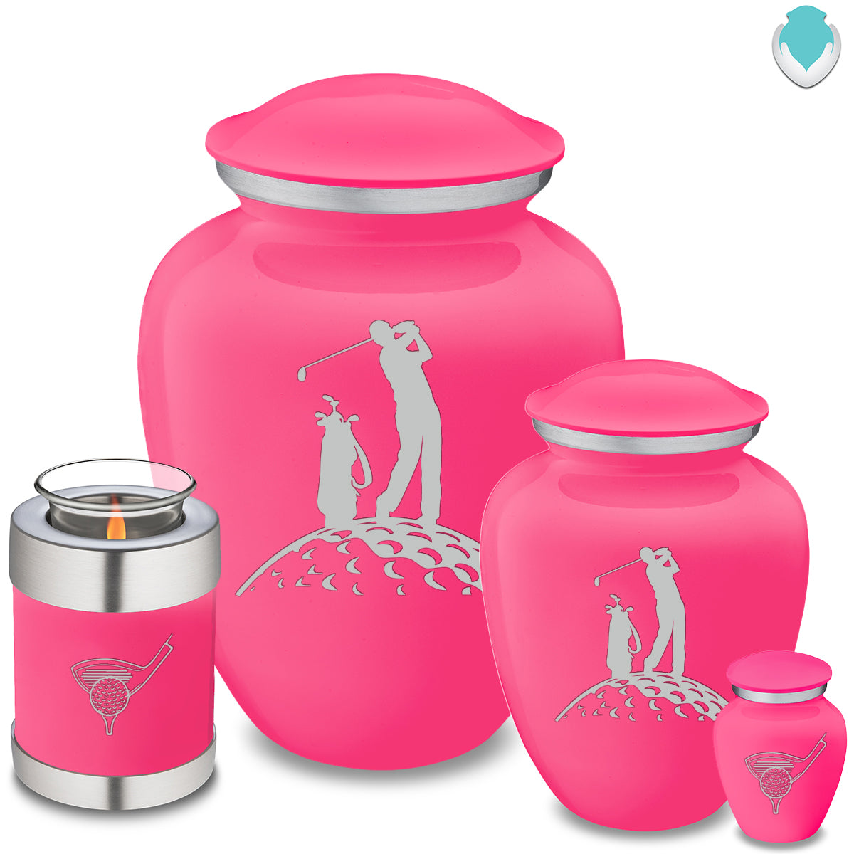 Candle Holder Embrace Bright Pink Golfer Cremation Urn