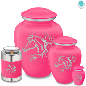 Medium Embrace Bright Pink Horse Cremation Urn