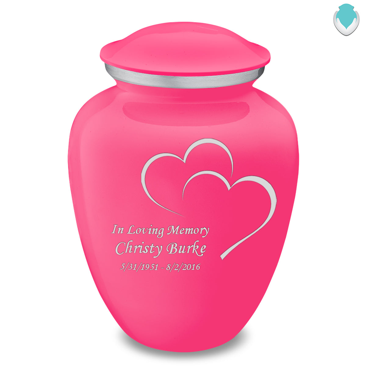 Adult Embrace Bright Pink Hearts Cremation Urn