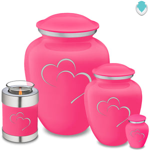 Medium Embrace Bright Pink Hearts Cremation Urn