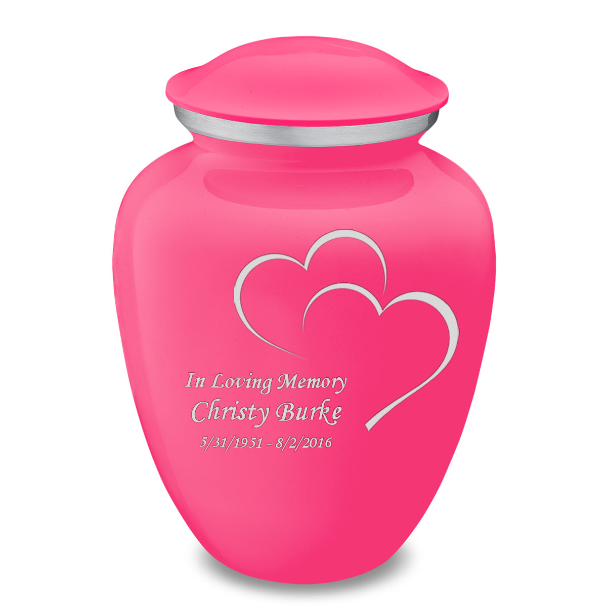 Adult Embrace Bright Pink Hearts Cremation Urn
