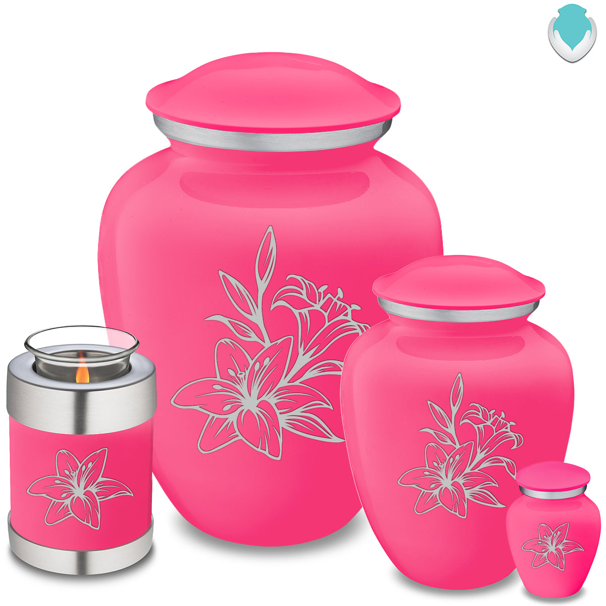 Candle Holder Embrace Bright Pink Lily Cremation Urn