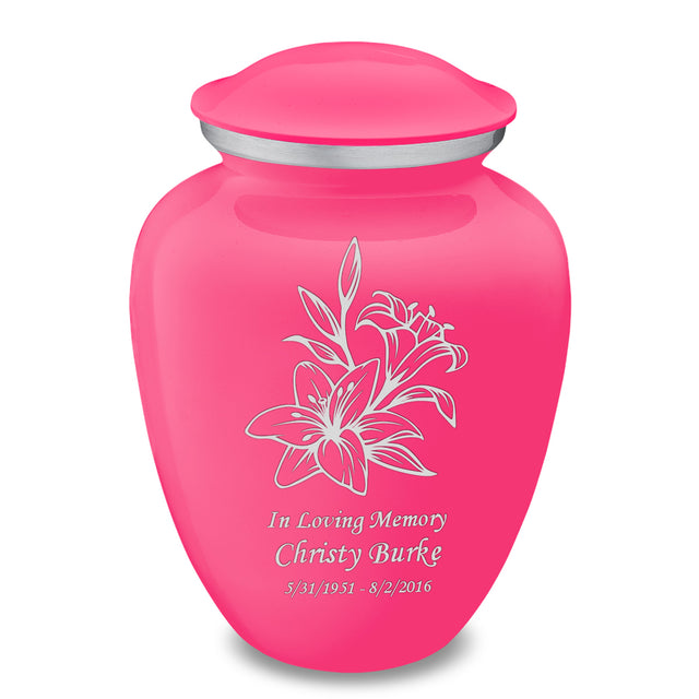 Adult Embrace Bright Pink Lily Cremation Urn