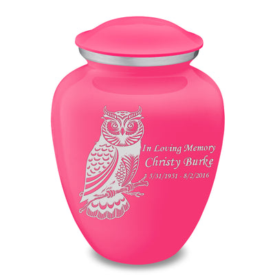 Adult Embrace Bright Pink Owl Cremation Urn