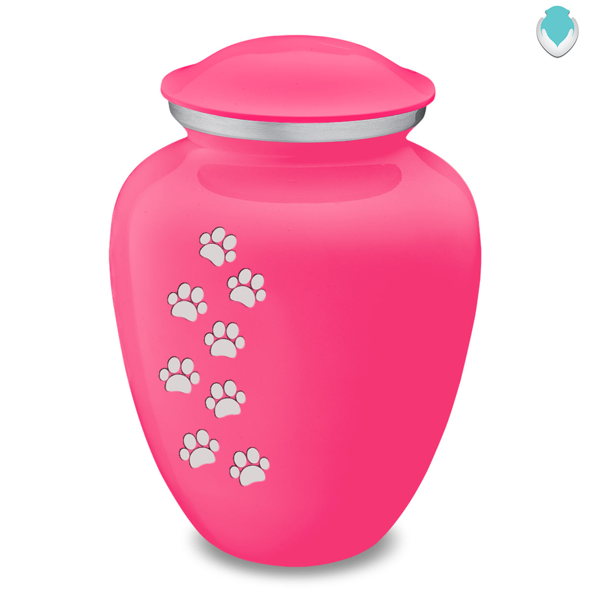 Large Embrace Bright Pink Walking Paws Pet Cremation Urn