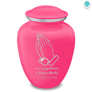 Adult Embrace Bright Pink Praying Hands Cremation Urn