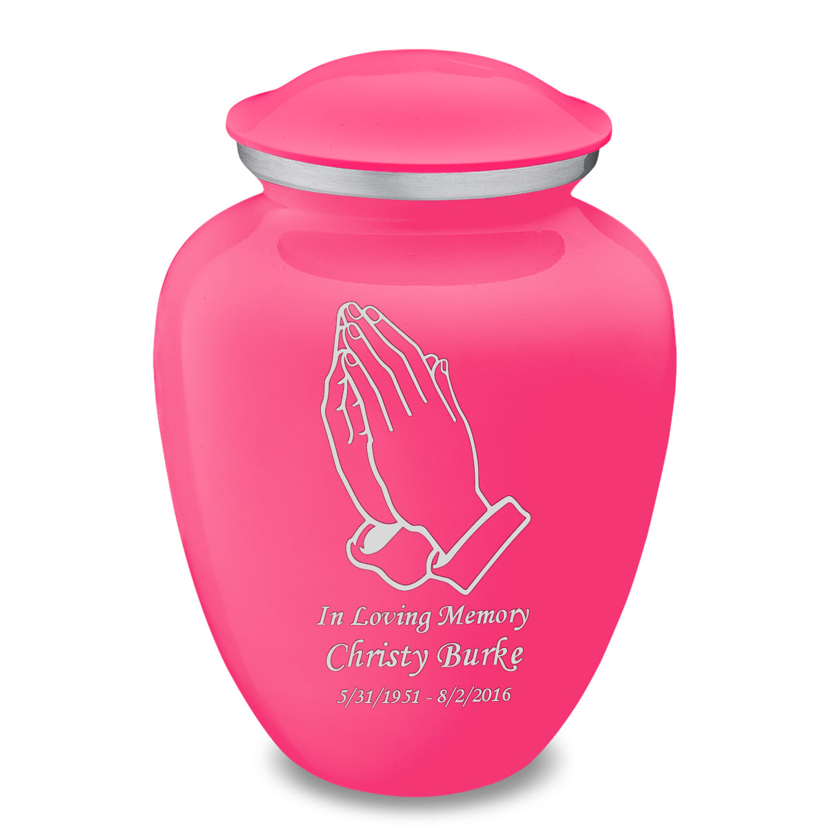 Adult Embrace Bright Pink Praying Hands Cremation Urn