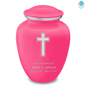Adult Embrace Bright Pink Simple Cross Cremation Urn